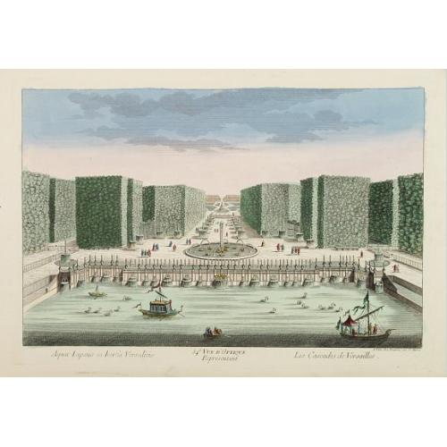 Old map image download for 54e Vue d'Optique Representant Les Cascades de Versailles.