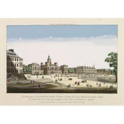 Vüe Perspective de la grande Place du Parc St. Jacques à Londres, du nouveau Batiment des Gardes a Cheval, de l'Amirauté..