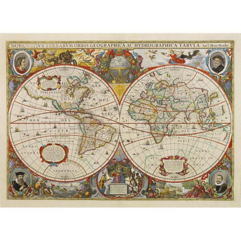 Nova Totius Terrarum Orbis Geographica.. - Old map by HONDIUS,H.