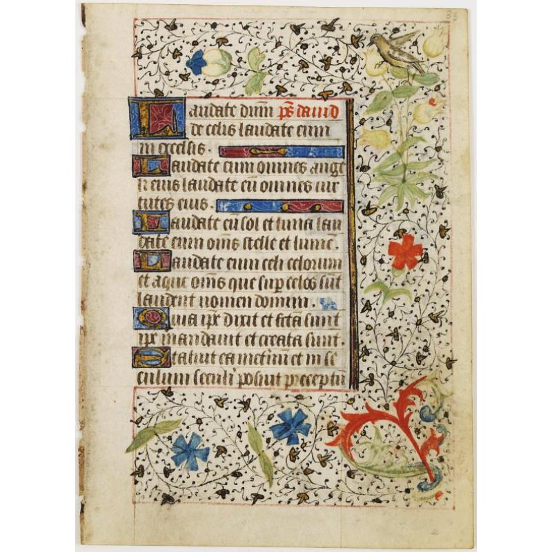 Manuscript leaf with 2-line illuminated capital 