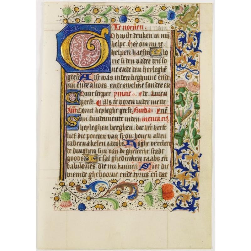 Leaf on vellum, from a manuscript book of hours.