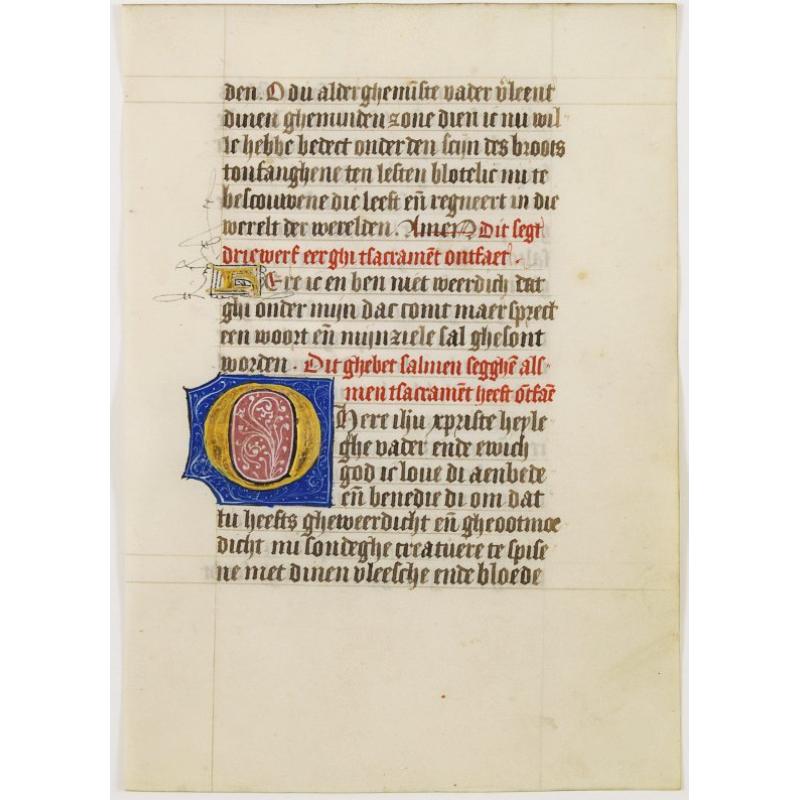 Leaf on vellum, from a manuscript book of hours.