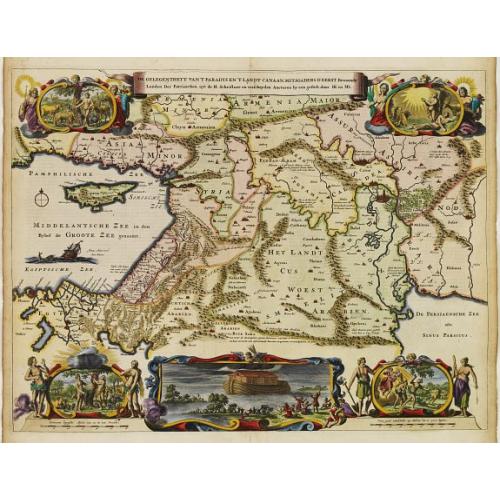 Old map image download for De gelegentheyt van 't Paradys en de 't Landt Canaan..