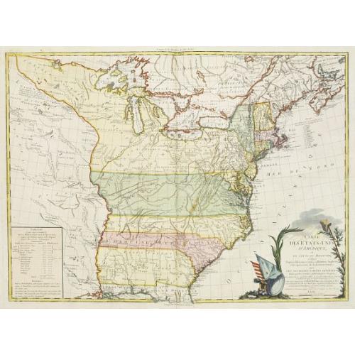 Old map image download for CARTE DES ETATS-UNIS D'AMERIQUE, et du Cours du Mississipi. . .