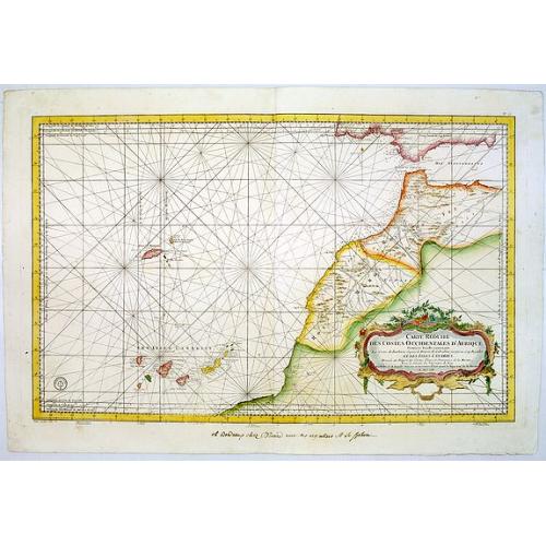 Old map image download for Carte Reduite Des Costes Occidentales D'Afrique Premiere Feuille contenant Les Costes de Barbarie depuis le Detroit de Gibraltar jusqu'au Cap Bojador Et Les Canaries . . . MDCCLIII