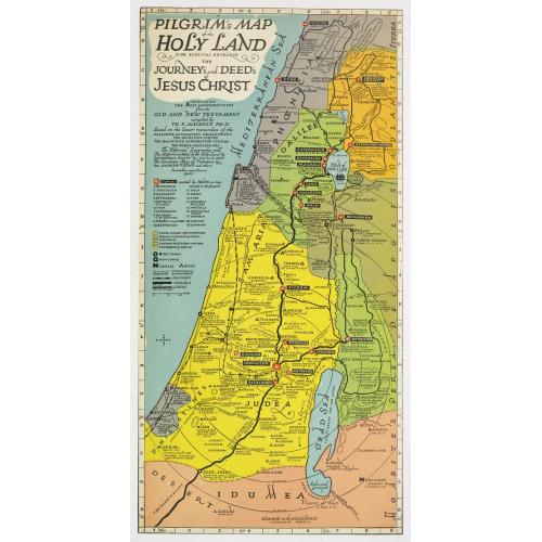 Old map image download for Pilgrim's map of the Holy Land : for biblical research, the journey's and deed's of Jesus Christ.