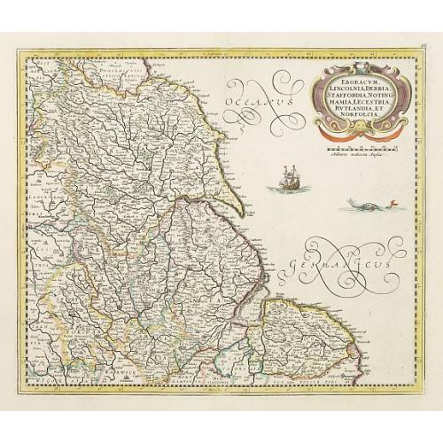 Old map image download for Eboracum, Lincolnia, Derbia, Staffordia, Notinghamia..