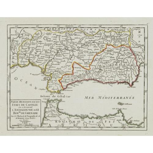 Old map image download for Partie Meridionale des Etats de Castille où se trouvent l'Andalousie et le Roy.me de Grenade.