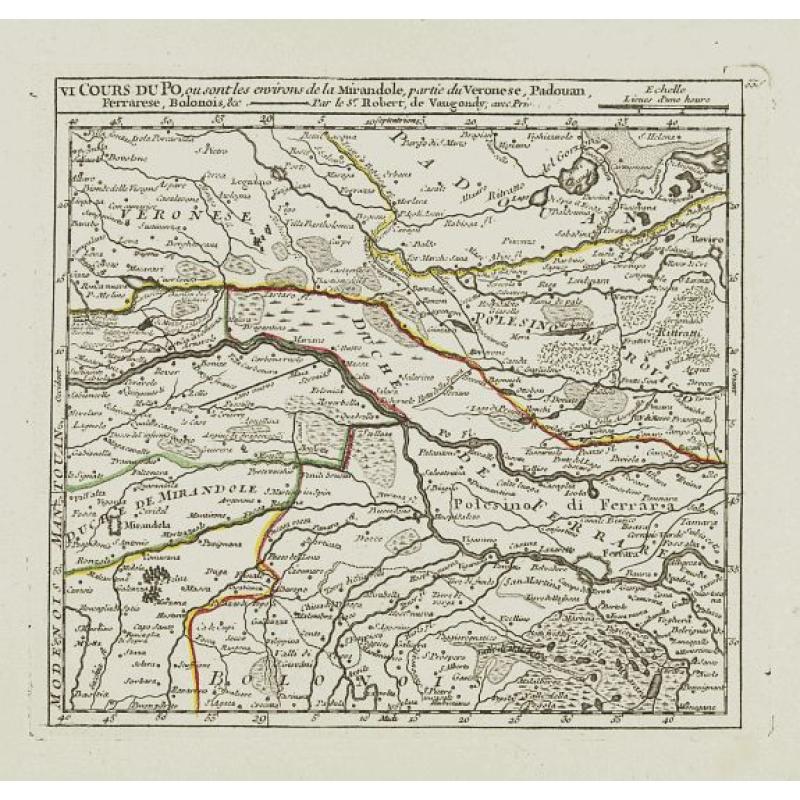 VI. Cours du Po, ou sont les environs de la Mirandole, partie du Veronese, Padouan, Ferrarese, Bolonois, &c.