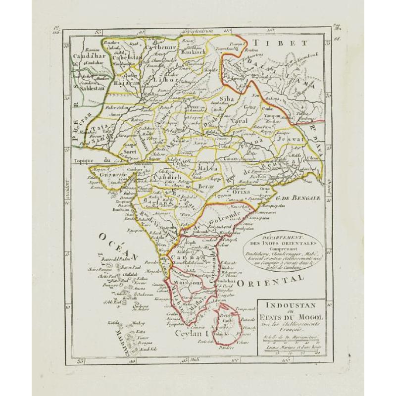 Indoustan ou Etats du Mogol Avec les établissements Français.