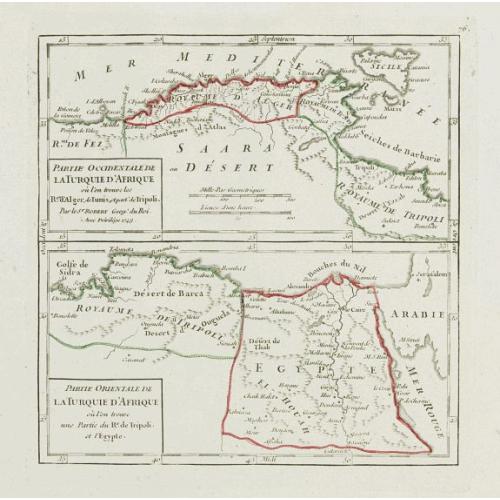 Old map image download for Partie Occidentale de la Turquie d'Afrique.. / Partie Orientale de la Turquie d'Afrique..