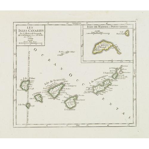 Old map image download for Les Isles Canaries. / Isles de Madere et Porto-Santo.