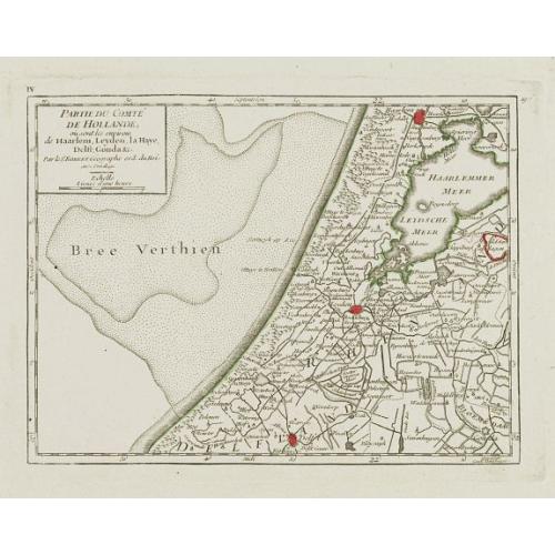 Old map image download for IV. Partie du Comté de Hollande.. Haarlem, Leyden, la Haye..