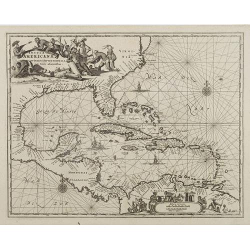 Old map image download for Insulae Americanae in Oceano Septentrionali..