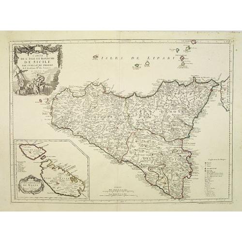 Old map image download for Carte de l\'Isle et Royaume de Sicile. . .