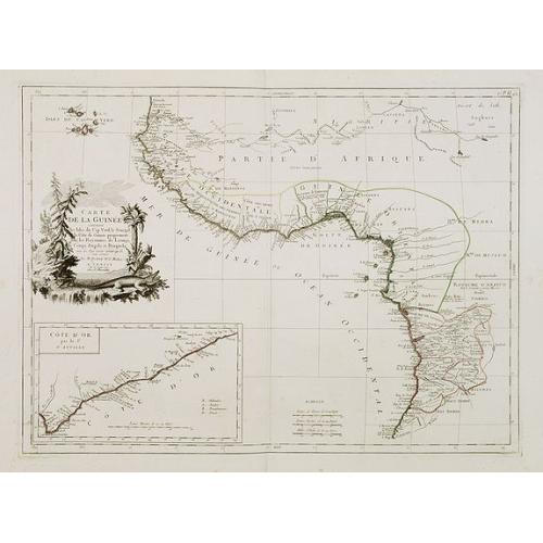 Old map image download for Carte de la Guinée contenant les Isles du Cap Verd, le Senegal, la Côte de Guinée proprement dite, les Royaumes de Loango, Congo..