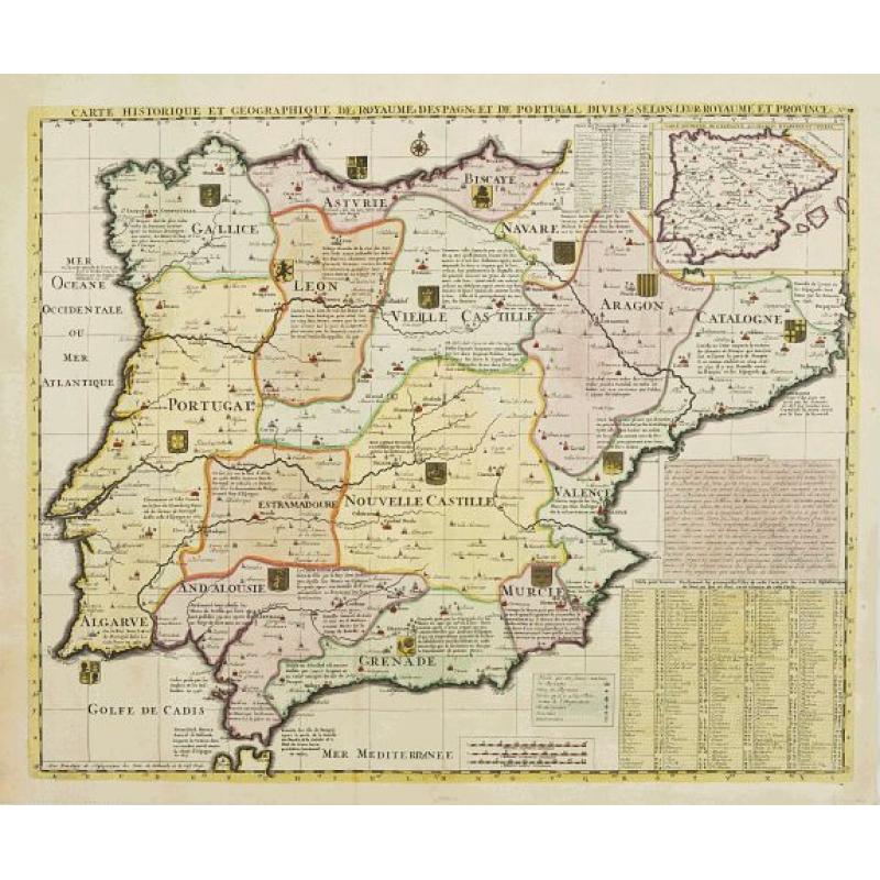 Carte Historique et Geographique des Royaumes d'Espagne et de Portugal..