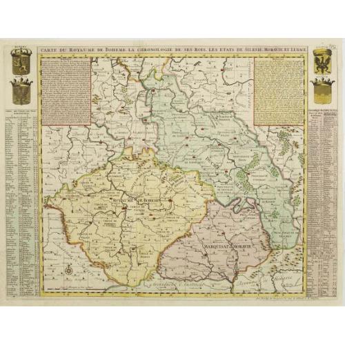 Old map image download for Carte du Royaume de Boheme. La chronologie de ses Rois..