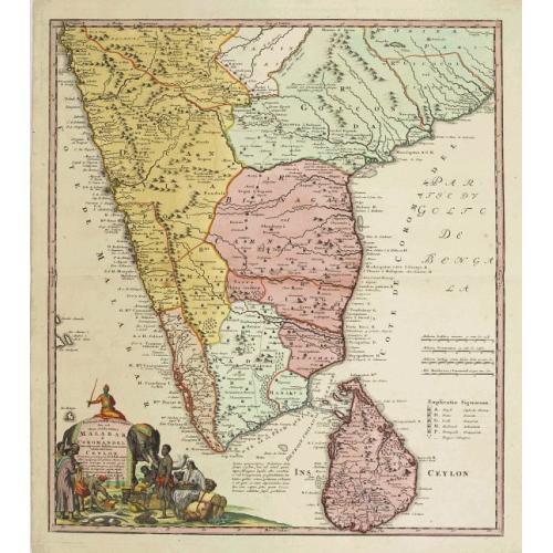 Old map image download for Peninsula Indiae Malabar Coromandel Ceylon.