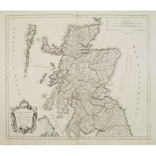 Old map image download for L'Ecosse divisée en Shires et Comtés.