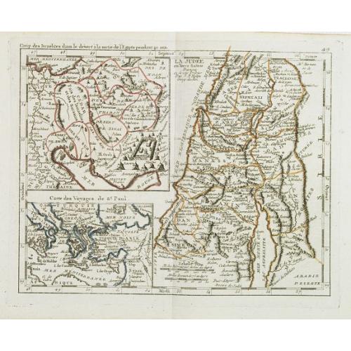 Old map image download for Camp des Israelites dans le désert à la sortie de l'Egipte . . . / La Judée ou Terre Sainte. . . / Carte des voyages de St. Paul.