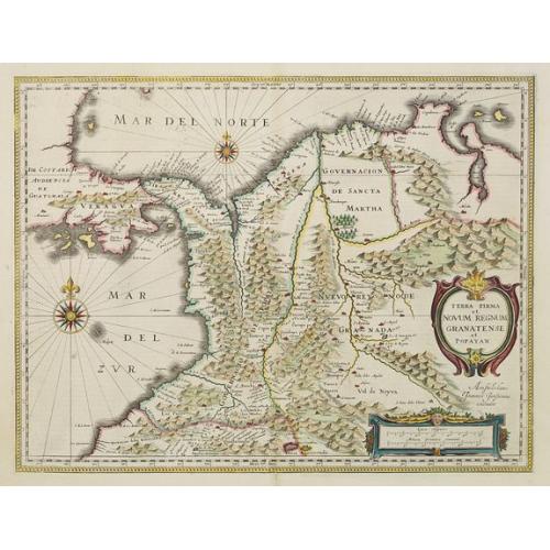 Old map image download for Terra Firma et Novum regnum Granatense et Propayan.