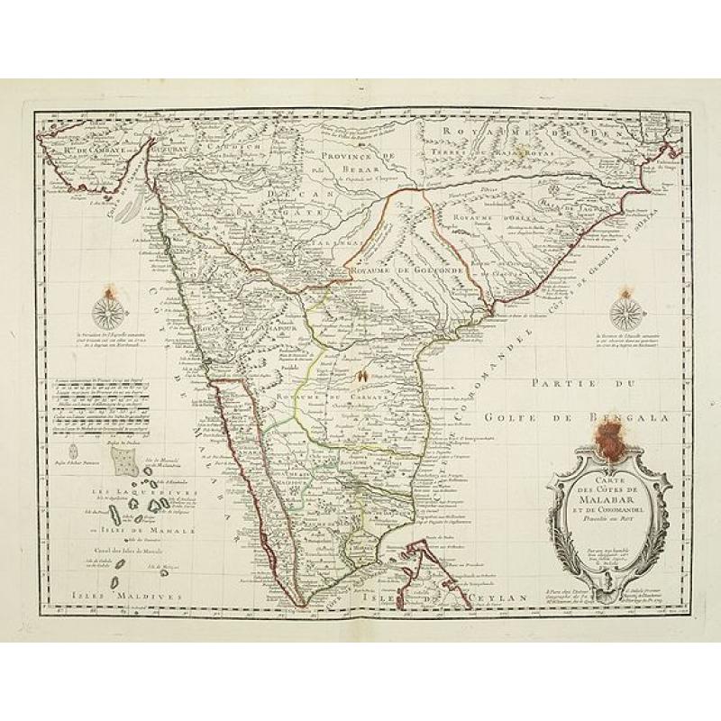 Carte des Cotes de Malabar et de Coromandel. . .