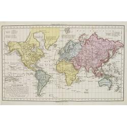 Mappe-Monde ou carte générale de toutes les parties du globe, corrigée et augmentée des découvertes du Cap, Cook, de celles de la Pérouse en 1881. de Vancouver, de Mackensie en 1882, auxquelles sont ajoutées celles faites dans la Mer du Sud. . .