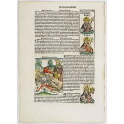 [Text page with Kings and Saints. Sexta Etas Mundi. ] Foliu CV.