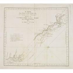 Carte d'une Partie de la Côte, de la Nle Galles Meridle depuis le Cap Tribulation jusqu'au Detroit de l'Endeavour par le Lieut. J. Cook 1770. Tome IV. Pl. 3.