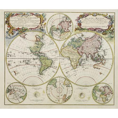 Old map image download for Planiglobii Terrestris Mappa Universalis.. - Mappe-Monde qui represente les deux Hemispheres..