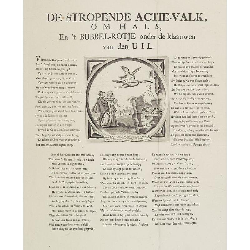 De stropende actie-valk, omhals, En 't Bubbel-Rotje onder de klaauwen van den UIL.