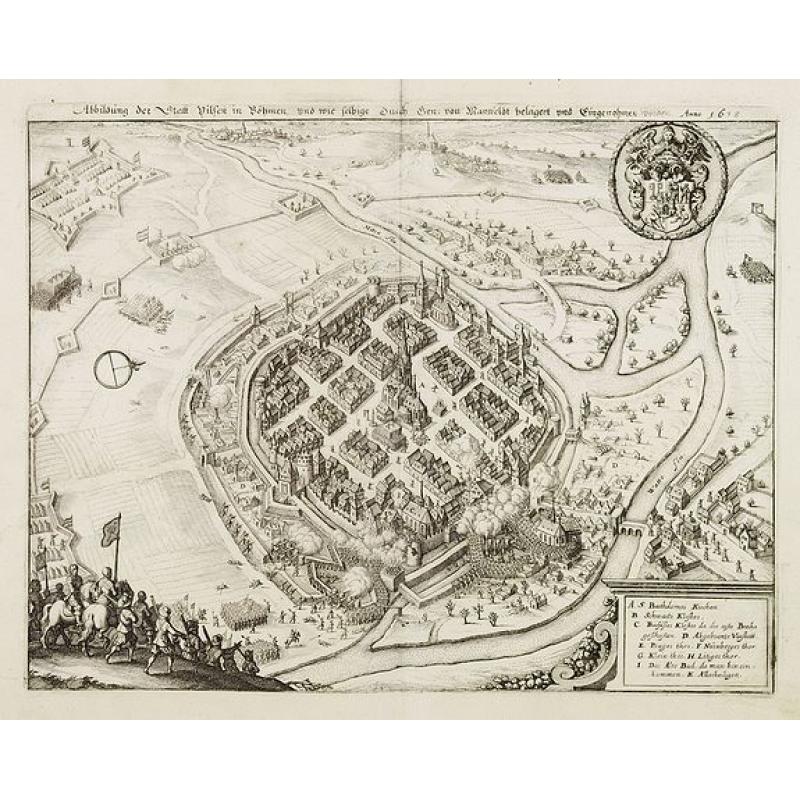 Abbildung der Statt Pilsen in Böhmen und diesselbige durch den:von Mansfeldt belägert und Eingenohmen worden. Anno 1618.