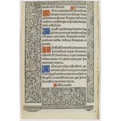 Leaf on vellum from a printed Book of Hours.