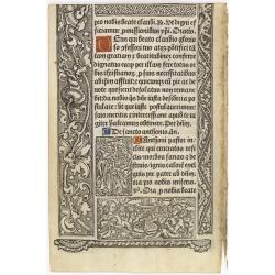 Leaf on vellum from a printed Book of Hours.