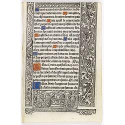 Leaf on vellum from a printed Book of Hours.