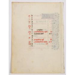 A manuscript leaf from a Book of Hours. (Calendar month of August)