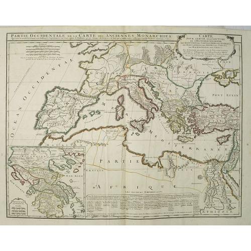 Old map image download for Carte pour servir à la lecture de l'histoire ancienne des Egyptiens, des Carthaginois, des Assyriens, des Babyloniens, des Medes, des Perses, des Macedoniens, des Grecs: par M. Rollin ancien recteur de l'université de Paris.