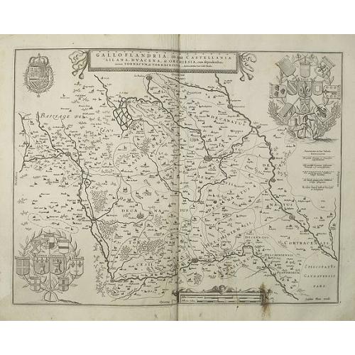 Old map image download for Galloflandria, in qua Castellaniae Lilana, Duacena, & Orchiesia, cum dependentibus, necnon Tornacum, & Tornacesium. Auctore Martino Doue Gallo-Flandro.