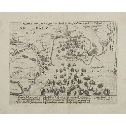 Old map image download for Gades oder Cales Males duch die Englischen und Hollender eingenomen [1596]