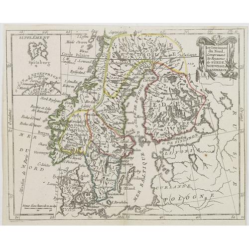 Old map image download for Les Couronnes du Nord, comprenant les royaumes de Suede, Norwege et Danemark.