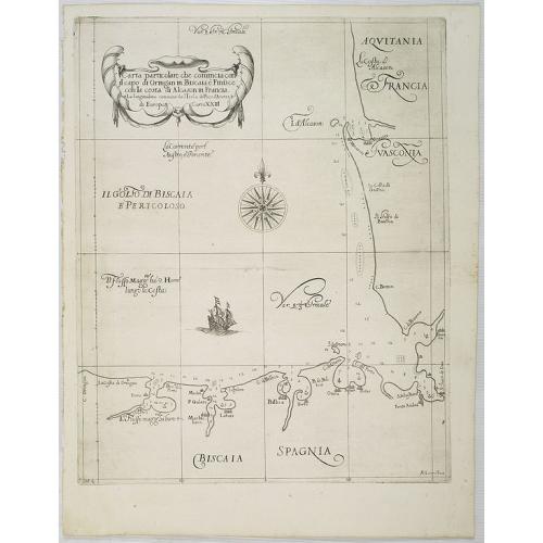 Old map image download for Carta particolare che comincia con il capo di Oringan in Biscaia è Finisce con la costa di Alcason In Francia . . . di Europa Carta XXIII.