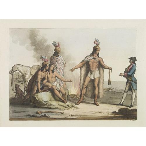 Old map image download for [Indians of Patagonia, Chile, greeting a European traveller, probably Louis Antoine de Bougainville. ]