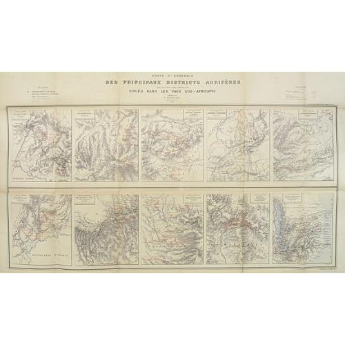 Old map image download for Carte d'Ensemble des Principaux Districts Aurifères (autre que le district aurifère de Witwatersrand) situés dans les pays Sud africains.