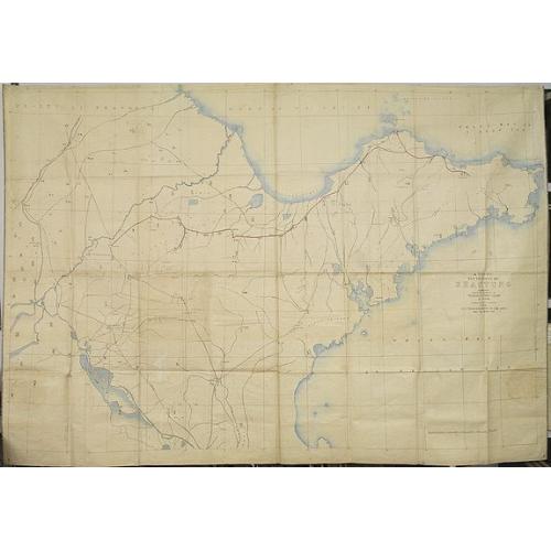 Old map image download for A map of the Province of Shantung compiled under the direction of Thomas T.Fergusson of Chefoo Stanfords geographical Establisment 1873 with projected raiway to coal mines and Tsi-Nan-Foo.