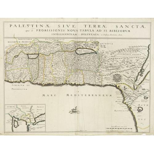 Old map image download for Palestinae sive Terrae Sanctae quae et Promissionis Nova Tabula ad SS. Bibliorum Intelligentiam Delineata ex Christiano Adrichomio collecta