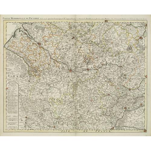 Old map image download for Partie meridionale de Picardie dressee sur les operations geometriques de Mrs. Lesperson & de Rousseville et sur plusieurs autres memoires Par Guillaume Del'isle . . .