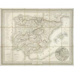 Carte des routes de postes et itinéraires d'Espagne et de Portugal par Ch. Pochet. . .