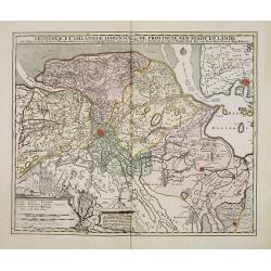 Groningae et Omlandiae Dominium vulgo De Provincie van Stadt en Lande, cum subjacent. Territ. Praefect. et Tractibus. [Lud Tjarda â Starckenburg. Nicol:Visscher. . .