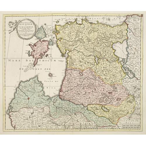 Old map image download for ucatuum Livonia et Curlandiae Novissima Tabula in Quibus sunt Estonia Litlandia et. . .